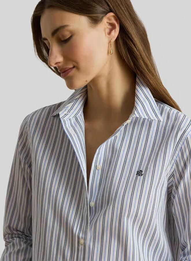 Lauren Ralph Lauren blouse met lange mouwen in relaxed fit van katoenmix