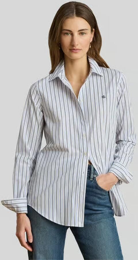 Lauren Ralph Lauren blouse met lange mouwen in relaxed fit van katoenmix - Foto 3