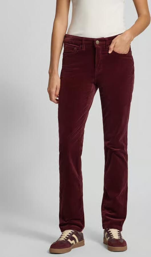 Lauren Ralph Lauren corduroy straight regular waist casual broek donkerrood - Foto 5