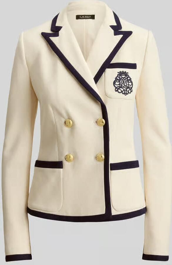 Lauren Ralph Lauren Dubbelrijig kort colbert van katoenmix met logo-stitching - Foto 2