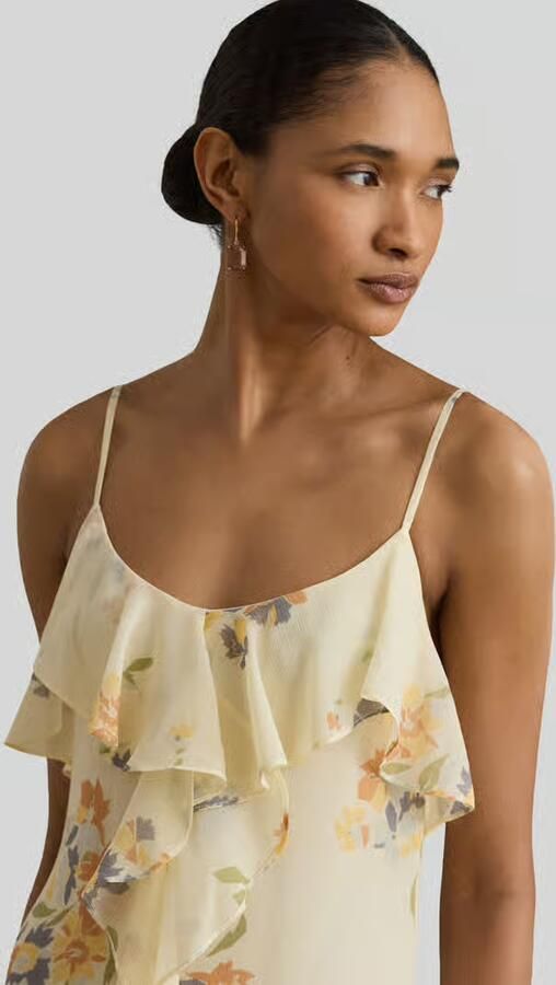 Lauren Ralph Lauren Fit and flare avondjurk met spaghettibandjes en volants