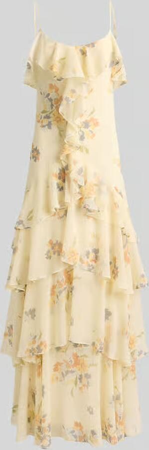 Lauren Ralph Lauren Fit and flare avondjurk met spaghettibandjes en volants - Foto 2