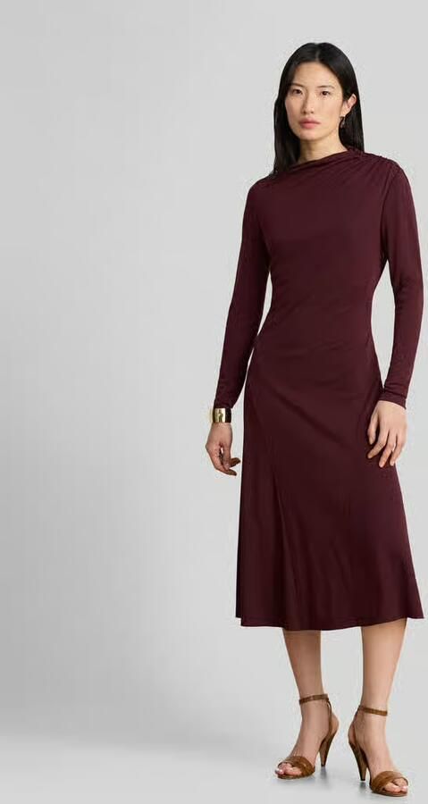 Lauren Ralph Lauren fit and flare vrijetijdsjurk met lange mouwen - Foto 3