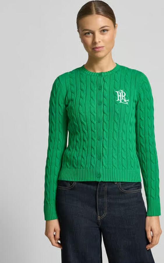 Lauren Ralph Lauren Gebreid jack met kabelpatroon en Labelstitching Model 'RALHAN' - Foto 5