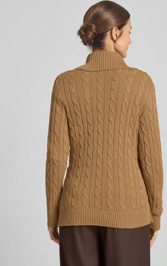 Ralph Lauren Klassieke Katoenen Dames Trui met Eco Leren Gesp Beige Dames