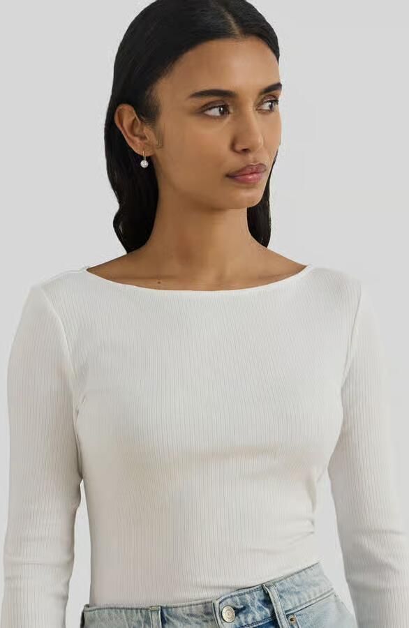 Lauren Ralph Lauren Gebreid shirt met 3 4-mouwen van katoenmix