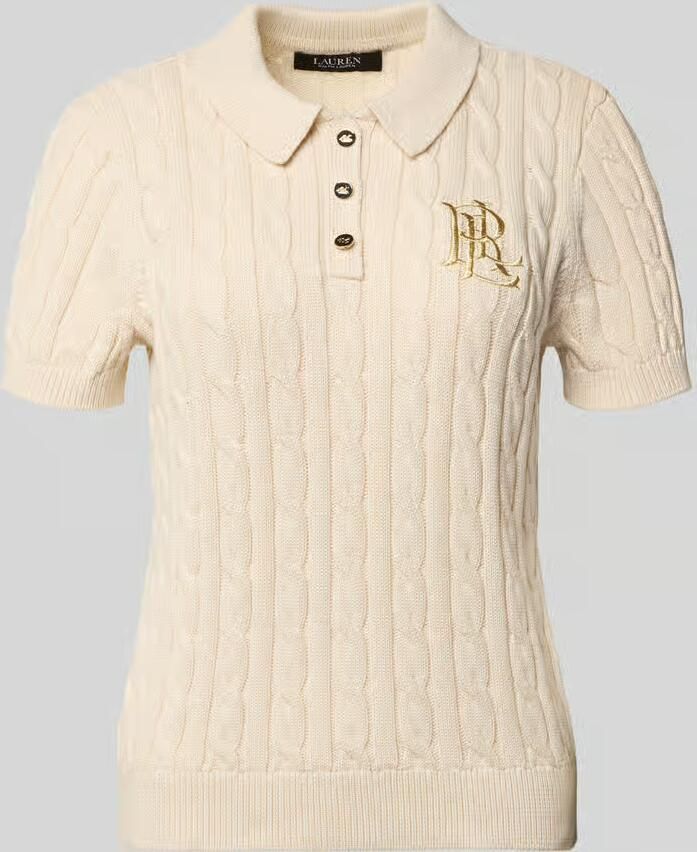 Lauren Ralph Lauren Gebreid shirt met kabelpatroon en polokraag model 'NATRISSA'