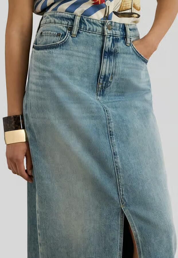 Lauren Ralph Lauren Getailleerd jeansrok van mix van katoen en lyocell