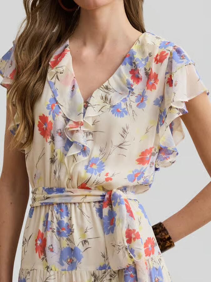 Lauren Ralph Lauren Getailleerde midi-jurk met volants