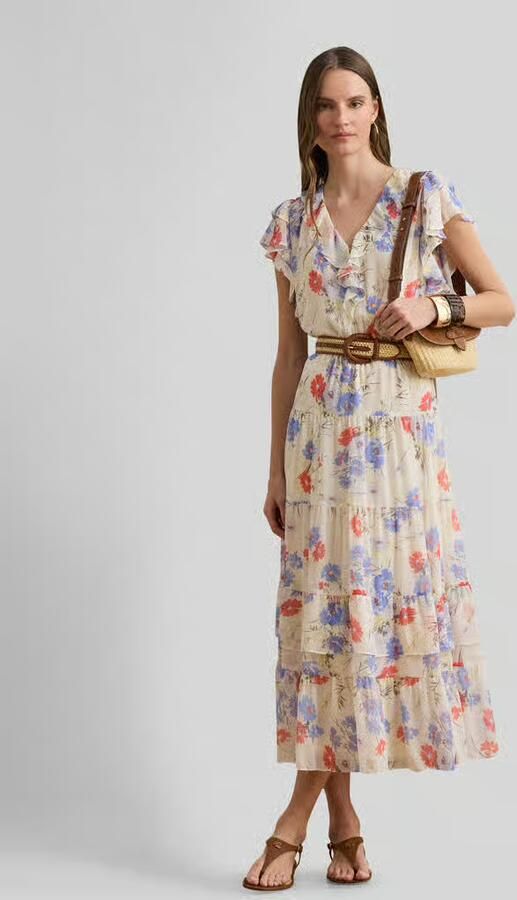 Lauren Ralph Lauren Getailleerde midi-jurk met volants - Foto 2