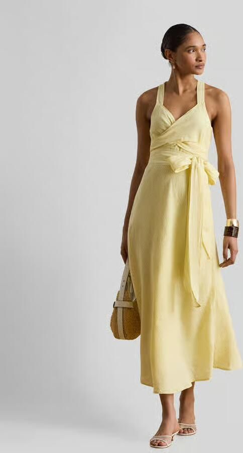 Lauren Ralph Lauren Getailleerde midi-jurk van puur linnen met strikceintuur - Foto 2