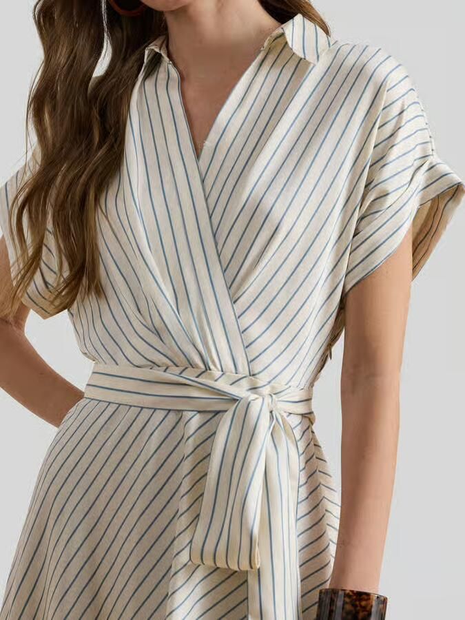 Lauren Ralph Lauren Getailleerde overhemdjurk met strikceintuur