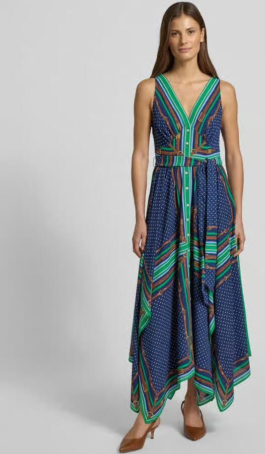 Lauren Ralph Lauren Getailleerde vrijetijdsjurk met all-over motief model 'VROSCHBEE' - Foto 4