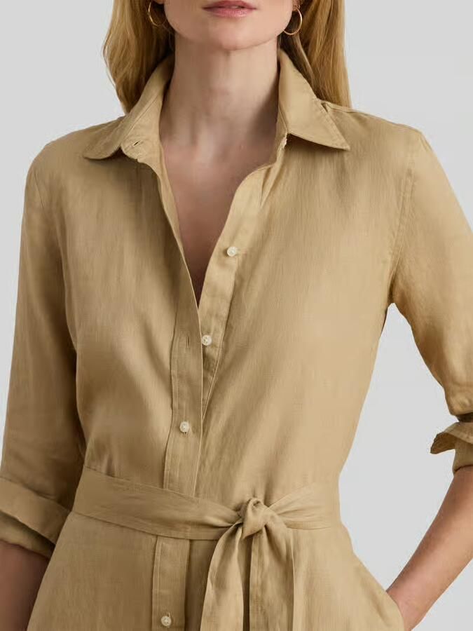 Lauren Ralph Lauren Getailleerde vrijetijdsjurk van puur linnen