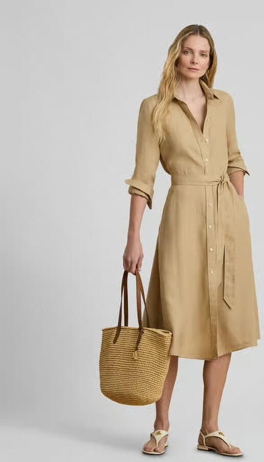 Lauren Ralph Lauren Getailleerde vrijetijdsjurk van puur linnen - Foto 2