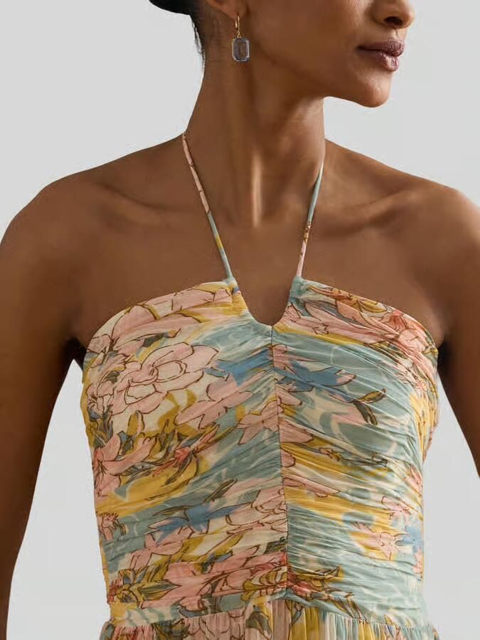 Lauren Ralph Lauren Halter avondjurk met all-over motief