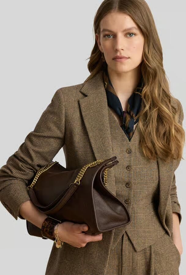 Lauren Ralph Lauren Handtas met kalfsleer met kettengreep - Foto 2