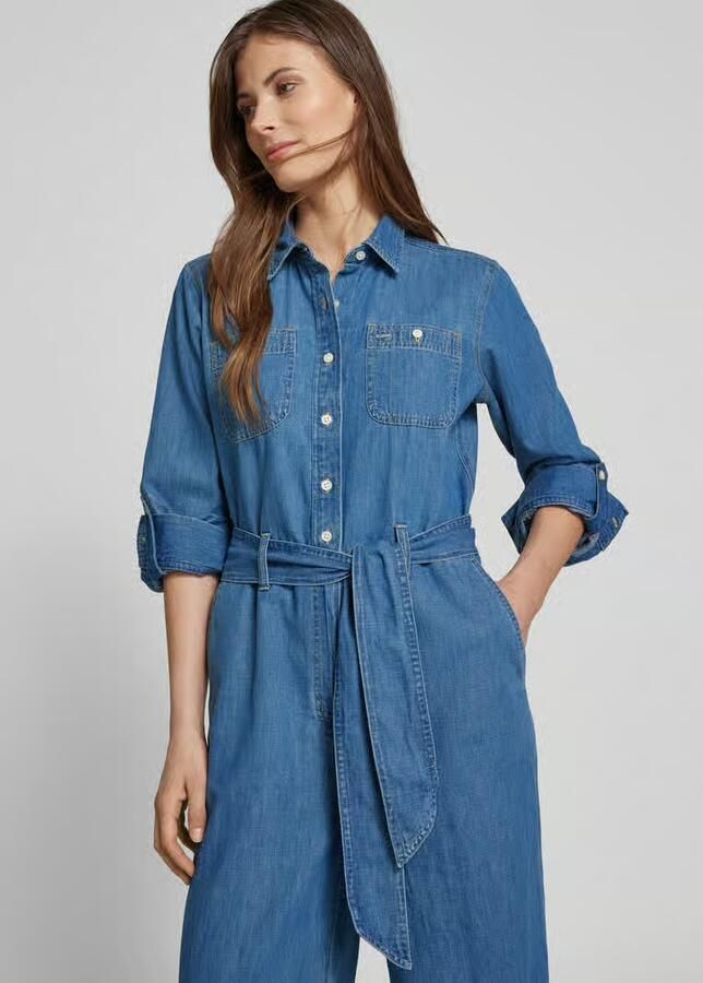 Lauren Ralph Lauren Jumpsuit in denimlook met strikceintuur model 'CRISELDA'