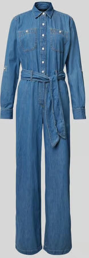 Lauren Ralph Lauren Jumpsuit in denimlook met strikceintuur model 'CRISELDA' - Foto 2