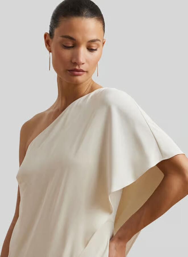Ralph Lauren Elegante One-Shoulder Jumpsuit met Cascading Cape Beige Dames - Foto 2