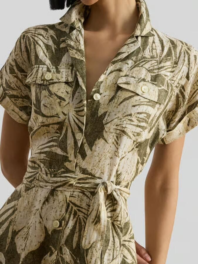 Lauren Ralph Lauren Jurk van puur linnen met strikceintuur