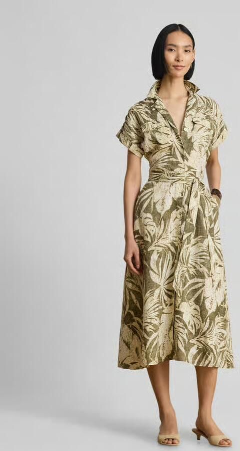 Lauren Ralph Lauren Jurk van puur linnen met strikceintuur - Foto 3
