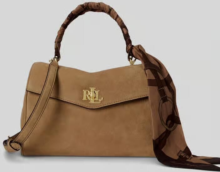 Lauren Ralph Lauren Kleine satchel van kalfsnappaleder met doekdetail model 'FARRAH'