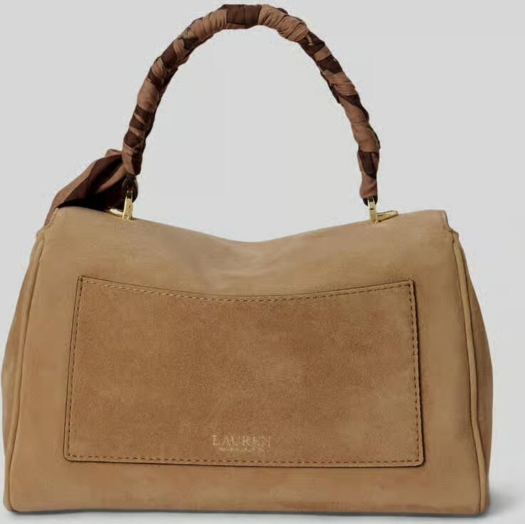 Lauren Ralph Lauren Kleine satchel van kalfsnappaleder met doekdetail model 'FARRAH' - Foto 2
