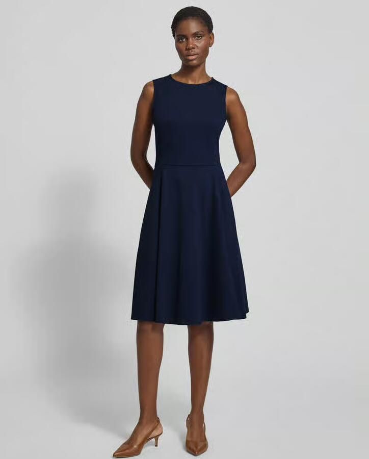 Lauren Ralph Lauren Knie-lange jurk van viscosemix met riem Model 'CHARLEY' - Foto 3