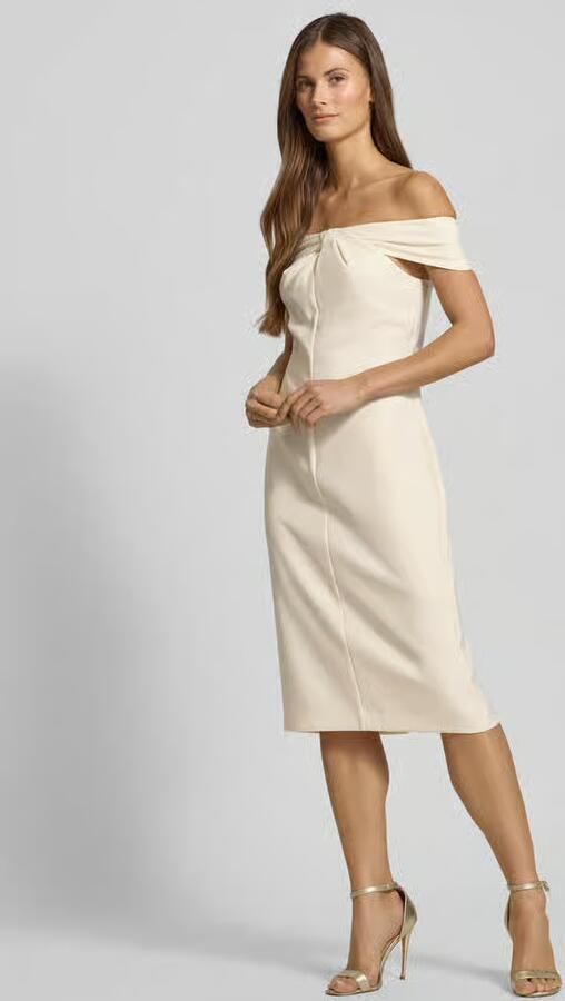 Lauren Ralph Lauren Knielange cocktailjurk met knoopdetail Model 'TAKOTA' - Foto 2