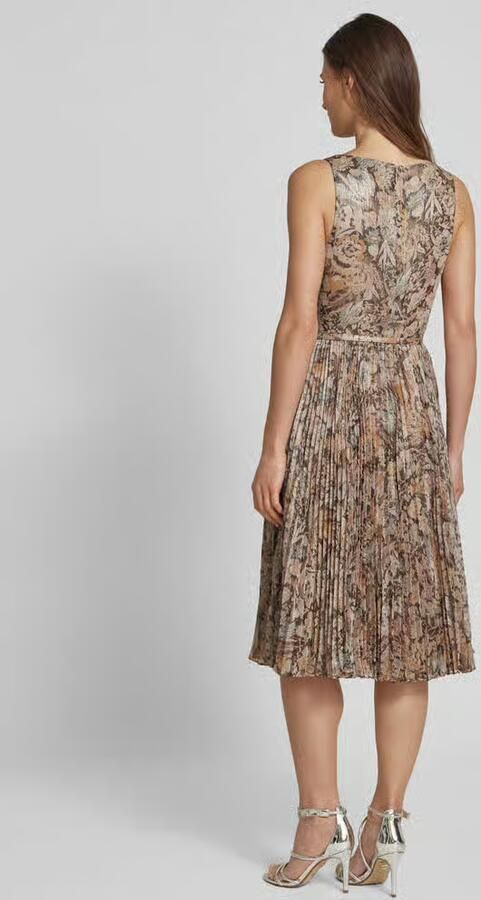 Lauren Ralph Lauren Knielange cocktailjurk met tailleriem model 'MAIGEN'