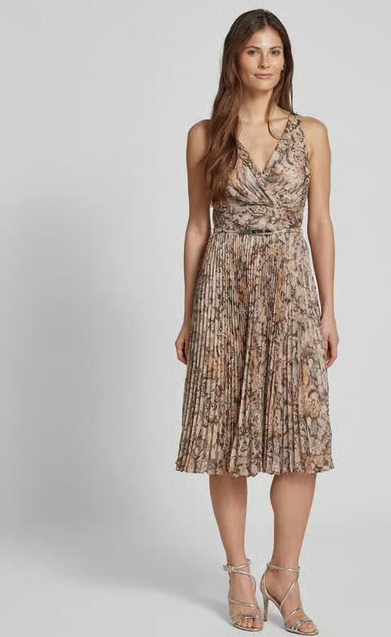 Lauren Ralph Lauren Knielange cocktailjurk met tailleriem model 'MAIGEN' - Foto 2