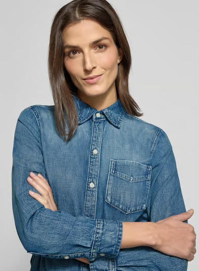 Lauren Ralph Lauren Knielange jeansjurk met strikceintuur model 'JAMEIKA'