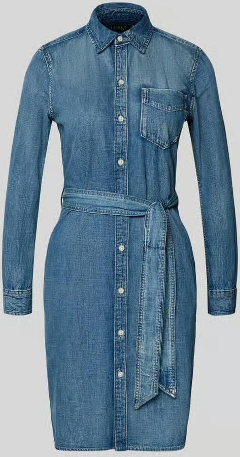 Lauren Ralph Lauren Knielange jeansjurk met strikceintuur model 'JAMEIKA' - Foto 2
