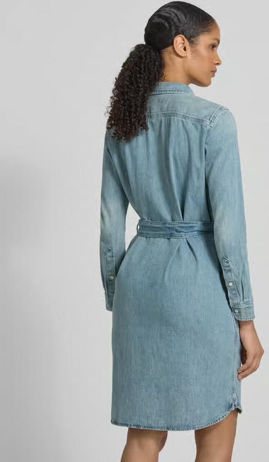 Lauren Ralph Lauren Knielange jeansjurk met strikceintuur model 'JAMEIKA'