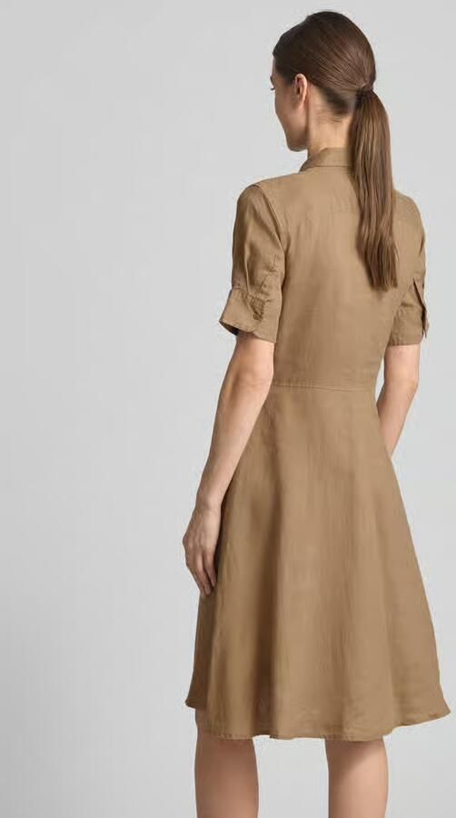 Lauren Ralph Lauren Knielange linnen jurk met strikceintuur model 'WAKANA' - Foto 3