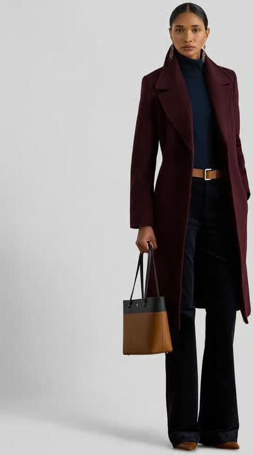 Lauren Ralph Lauren Lange jas met reverskraag en strikceintuur - Foto 3