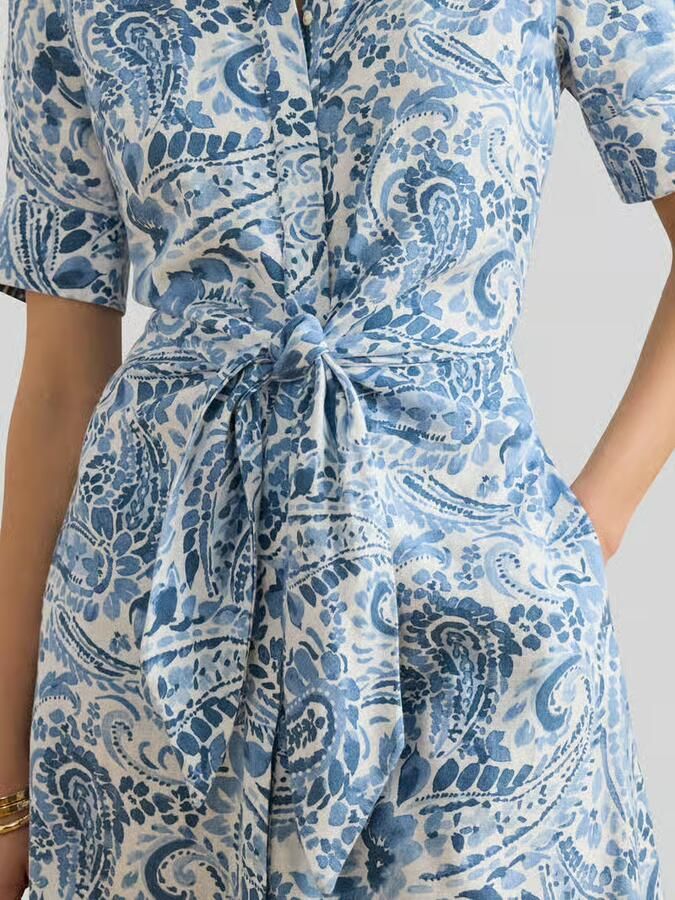 Lauren Ralph Lauren Linnenjurk van puur linnen met strikceintuur