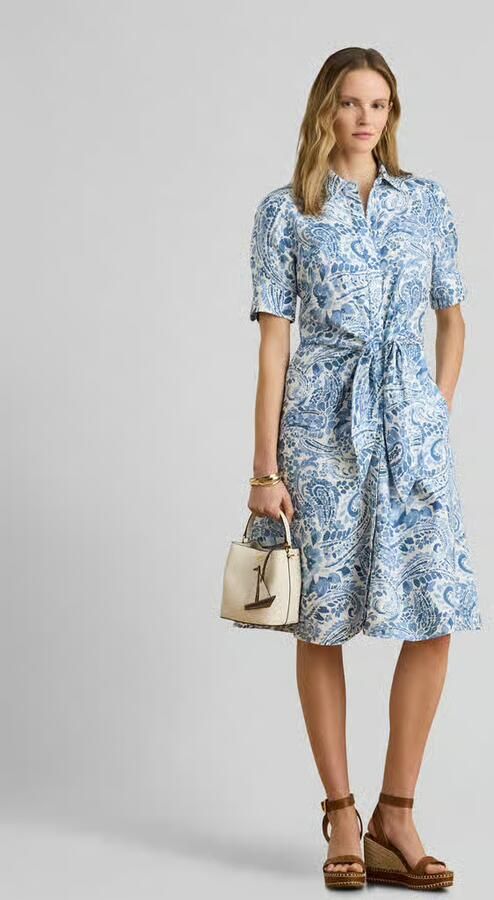 Lauren Ralph Lauren Linnenjurk van puur linnen met strikceintuur - Foto 2