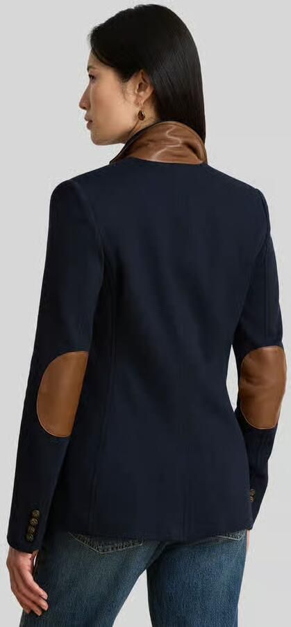 Lauren Ralph Lauren Longline korte blazer met contrastleren details - Foto 3