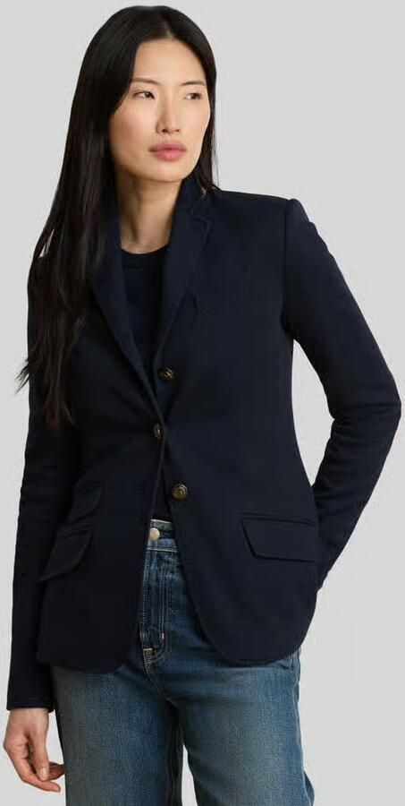 Lauren Ralph Lauren Longline korte blazer met contrastleren details - Foto 2