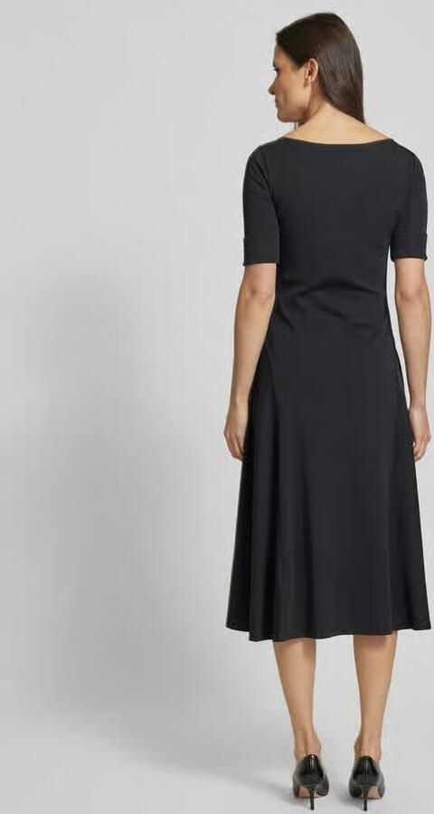 Lauren Ralph Lauren Getailleerde midi jurk met boothals van stretchkatoen
