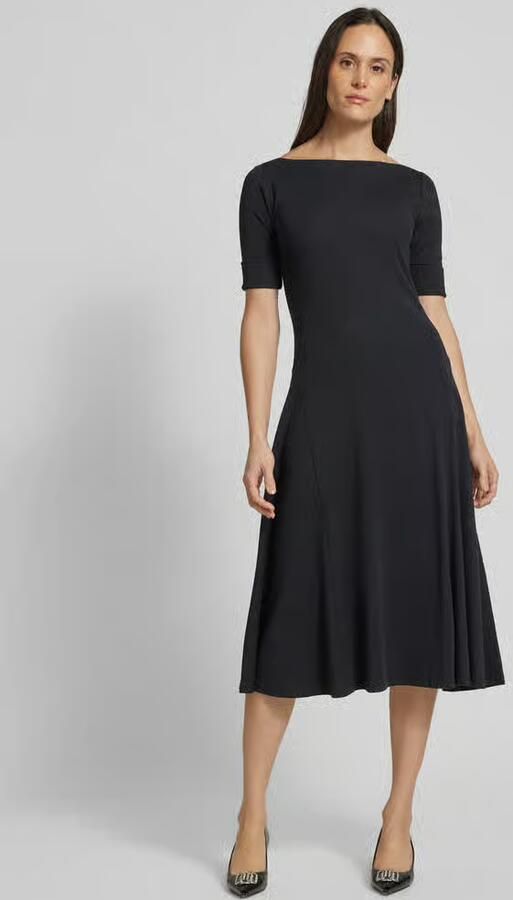 Lauren Ralph Lauren Getailleerde midi jurk met boothals van stretchkatoen - Foto 2