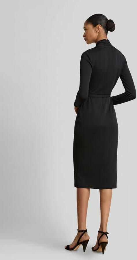 Lauren Ralph Lauren Midi-jurk met gedrapeerde wikkelcol - Foto 2