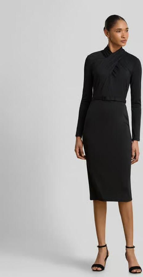 Lauren Ralph Lauren Midi-jurk met gedrapeerde wikkelcol - Foto 3