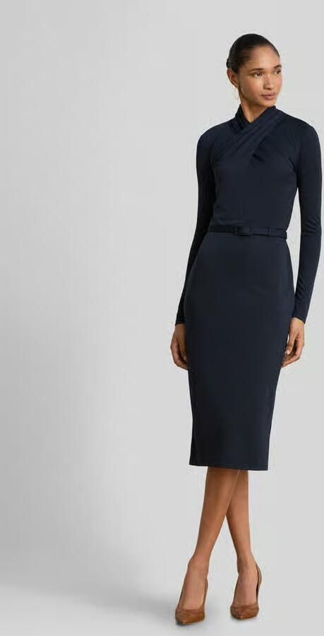 Lauren Ralph Lauren Midi-jurk met gedrapeerde wikkelcol - Foto 3