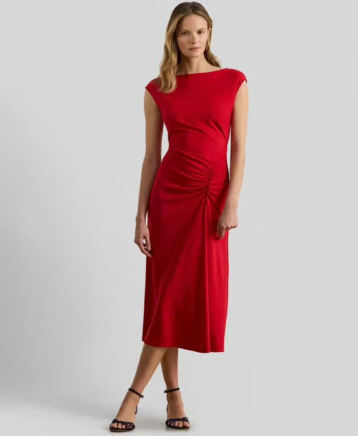 Lauren Ralph Lauren midi-jurk met geraffelde plooien in de taille - Foto 2