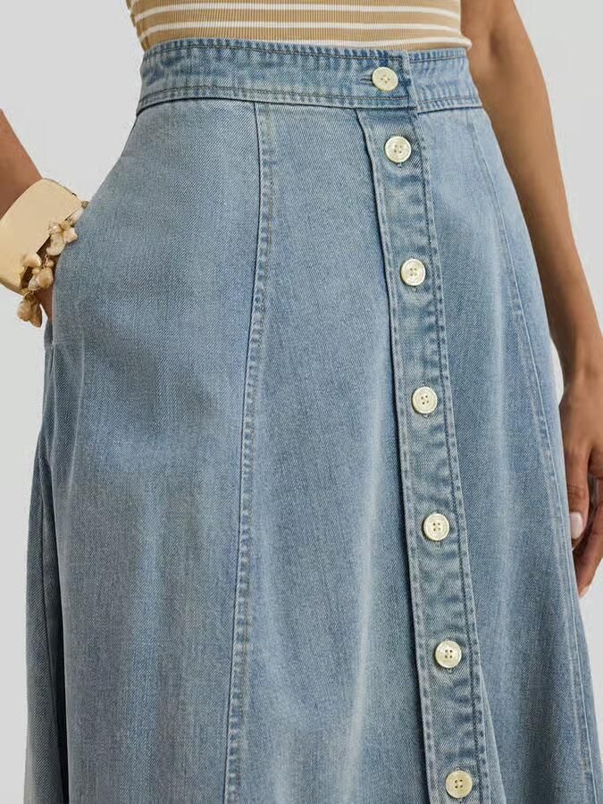 Lauren Ralph Lauren Midi-rok van lyocellmix met zijwaartse steekzakken