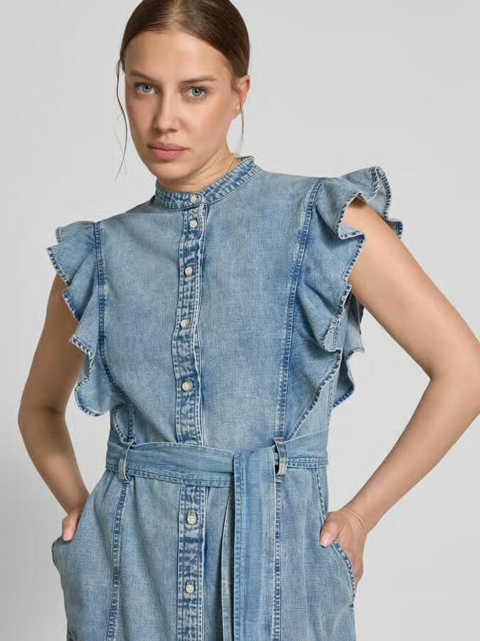 Lauren Ralph Lauren Knielange jeansjurk met volants - Foto 2