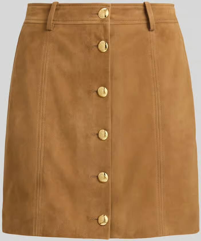 Lauren Ralph Lauren Minirok van chevreau-suède met sierknopen